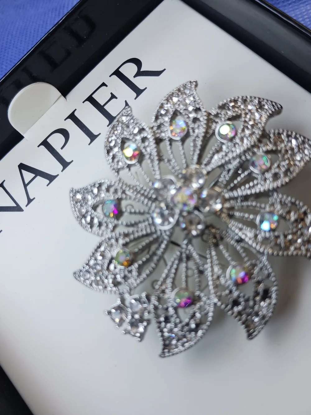 Napier Iridescent Crystal Floral Brooch